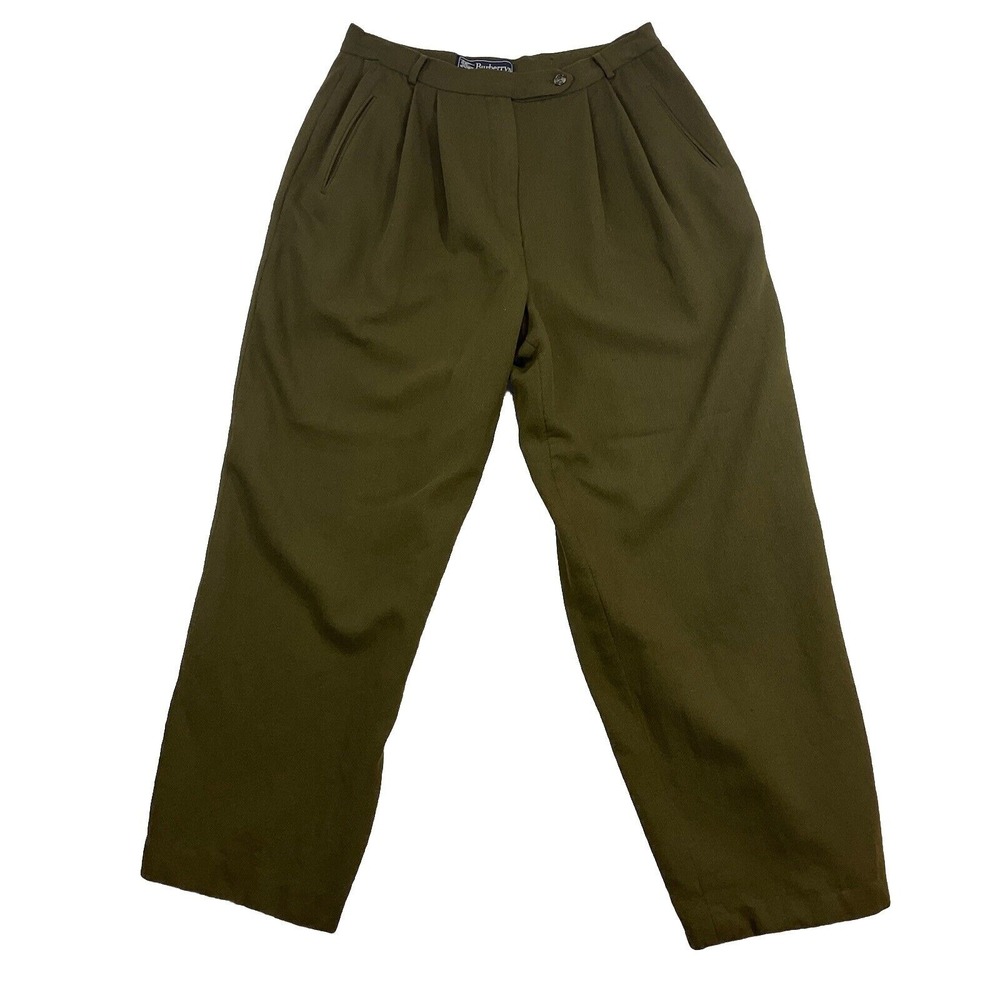 Burberry Olive Green Pleated Trousers